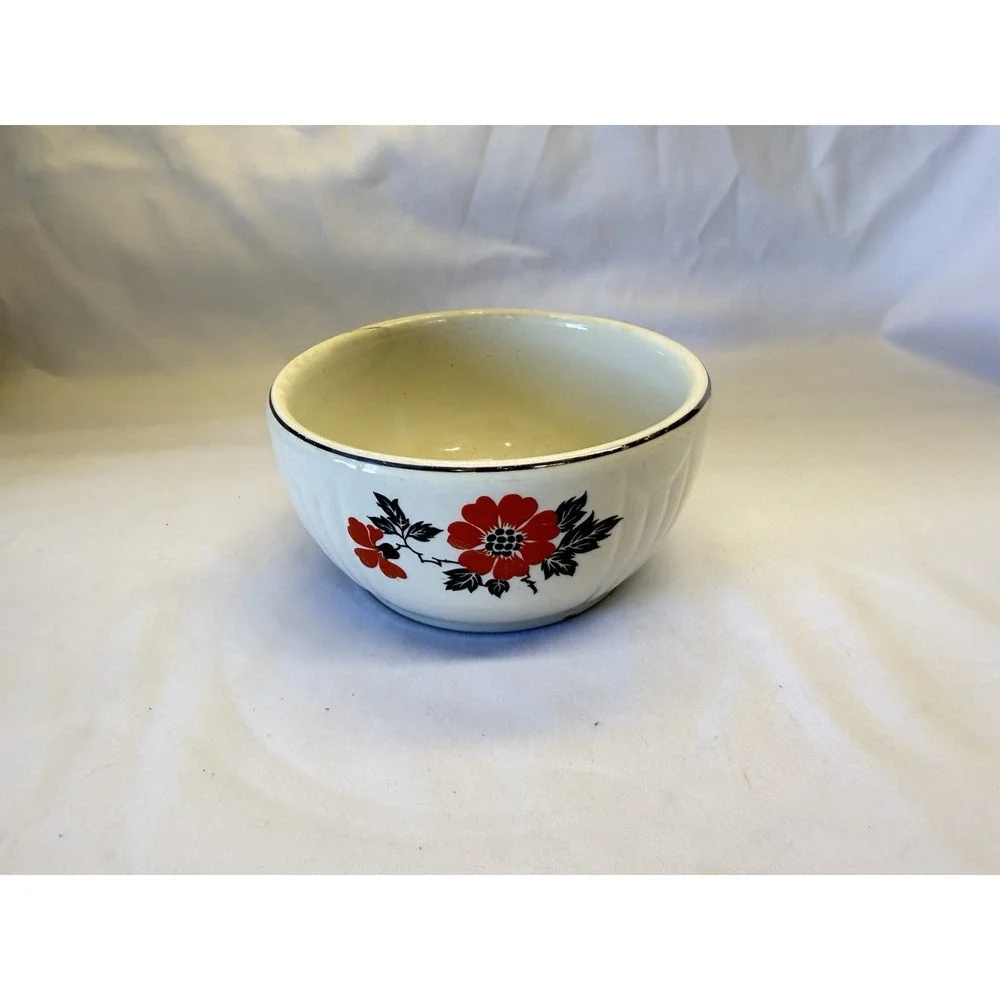 Hall's Superior Quality Ceramic Nesting Mixing Bowls (3) Red Poppy Cottagecore